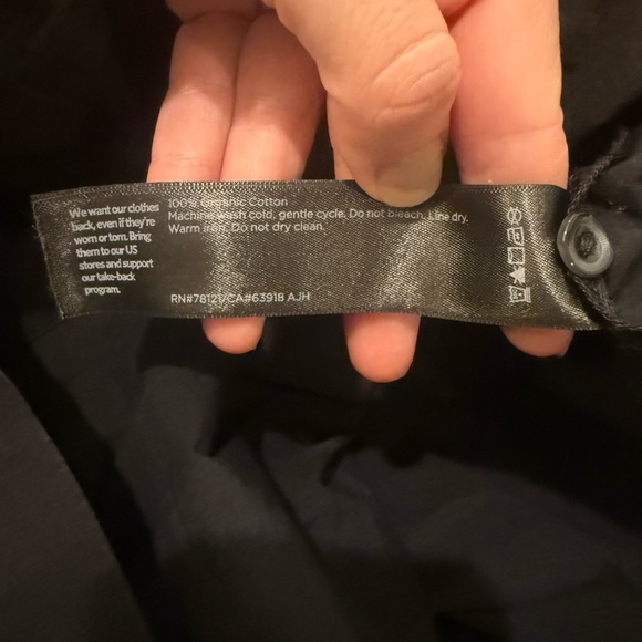 Eileen Fisher Washed Organic Cotton Poplin Shirt Black - Picture 5 of 5